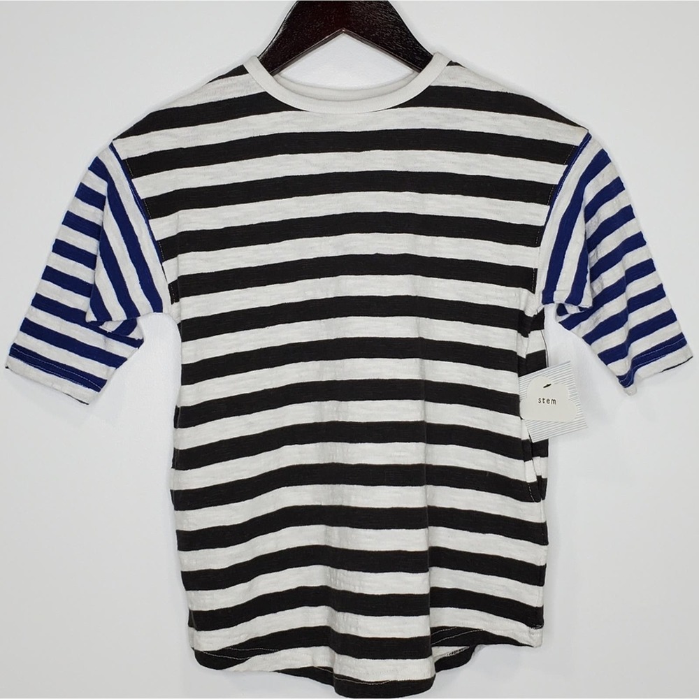 Stem Striped Girl's Top with Pockets